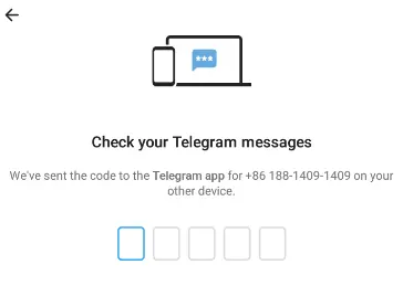 我们已向您其他设备上的telegram应用发送了一条验证码消息